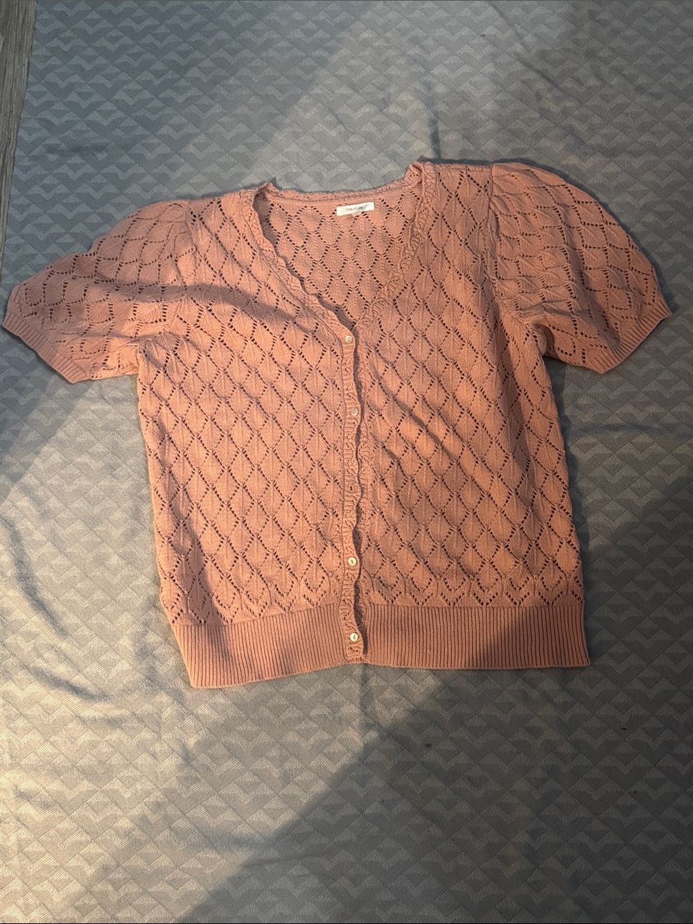 Light Pink Knit Button-Up Sweater Cardigan